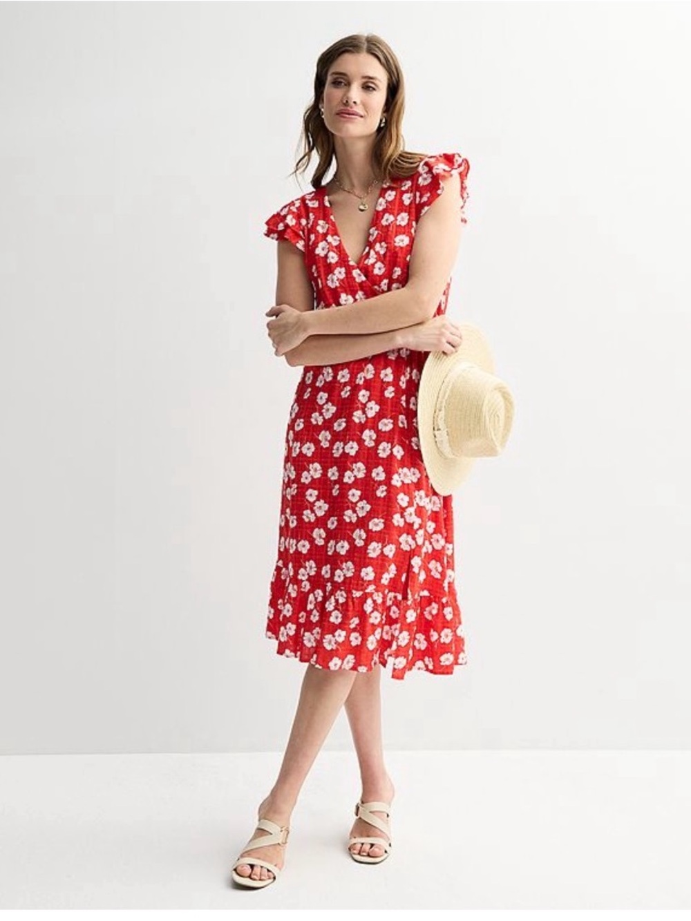 NEW…Draper James Floral V-Neck Midi Dress - Picture 1 of 7